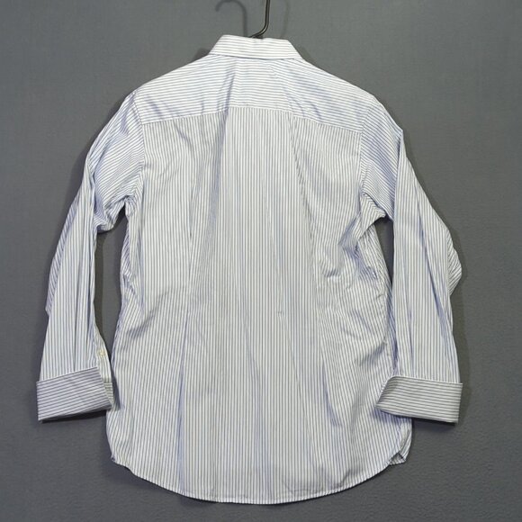 Eton Shirt Mens 16.5 42 Blue Striped Contemporary Cotton Long Sleeve French Cuff - Picture 8 of 10